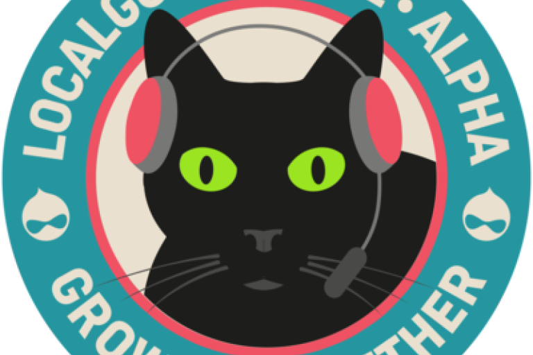 Black cat with headphones - Localgov Drupal - Alpha - Growing together