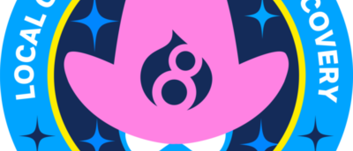 Druplicon with a pink hat - Localgov Drupal club - Discovery - Sharing is caring
