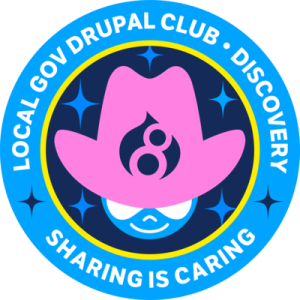 Druplicon with a pink hat - Localgov Drupal club - Discovery - Sharing is caring